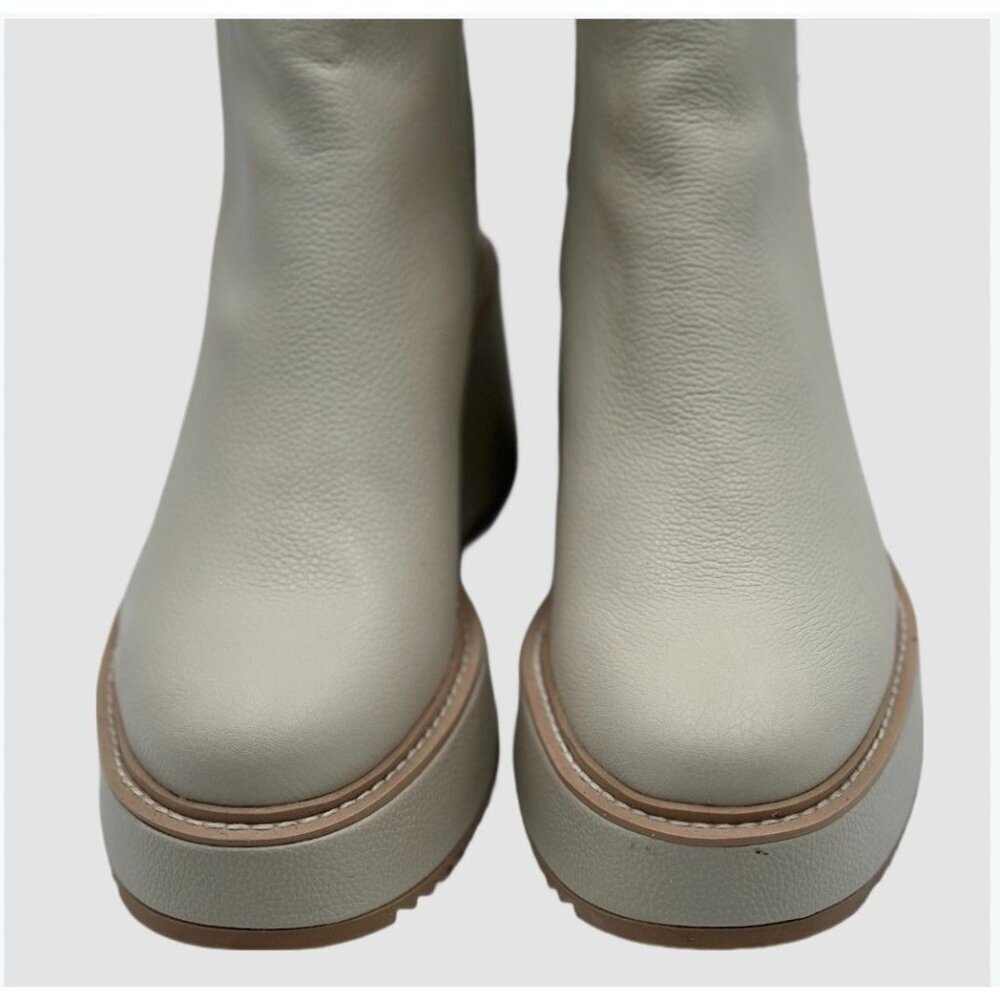Dolce Vita Hilde Women’s Ankle Boots Ivory Leather Wedge Platform Size 9.5 NWOB - Picture 5 of 9